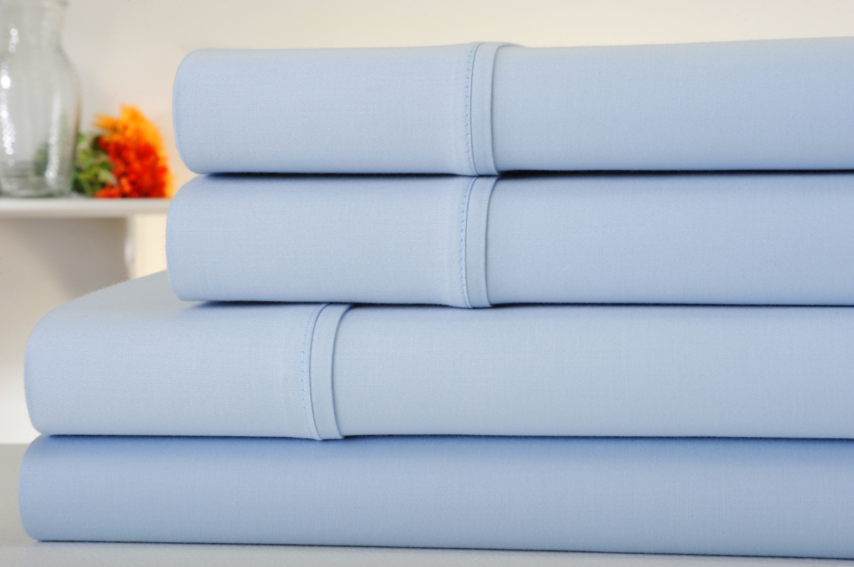 King Size 1000 Thread Count Sateen Cotton Sheet Set - Sky Blue - Luxurious Comfort