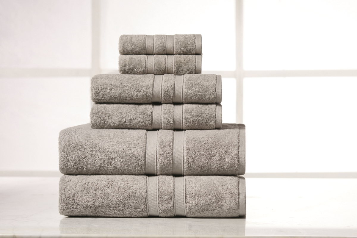 6PCTOWSOLGR 6 Piece Egyptian Cotton Bath Towel Set, Solid Gray - One Size
