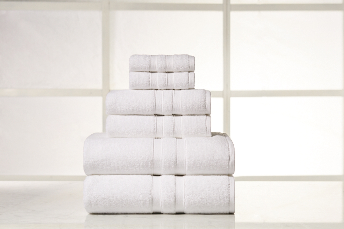 6 Piece Egyptian Cotton Bath Towel Set, Solid White - One Size