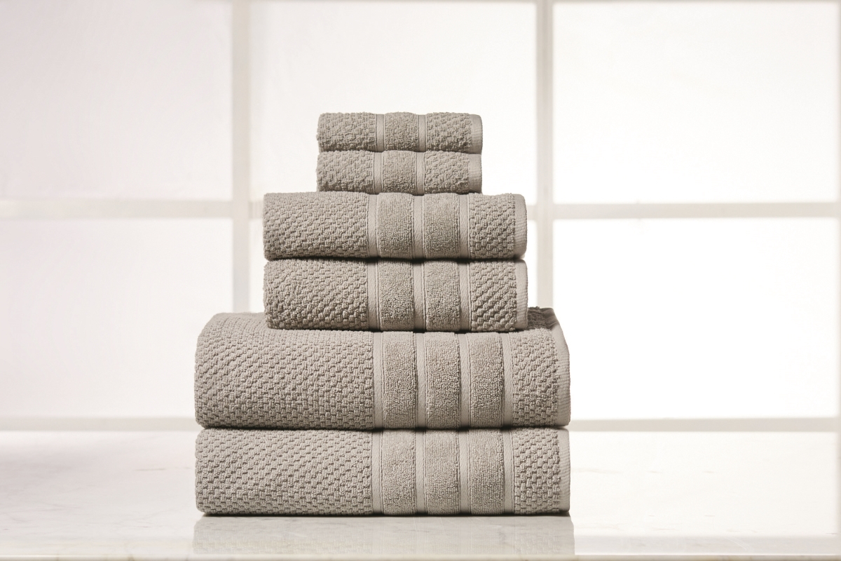 6PCTOWPOPGR 6 Piece Egyptian Cotton Bath Towel Set, Popcorn Gray - One Size