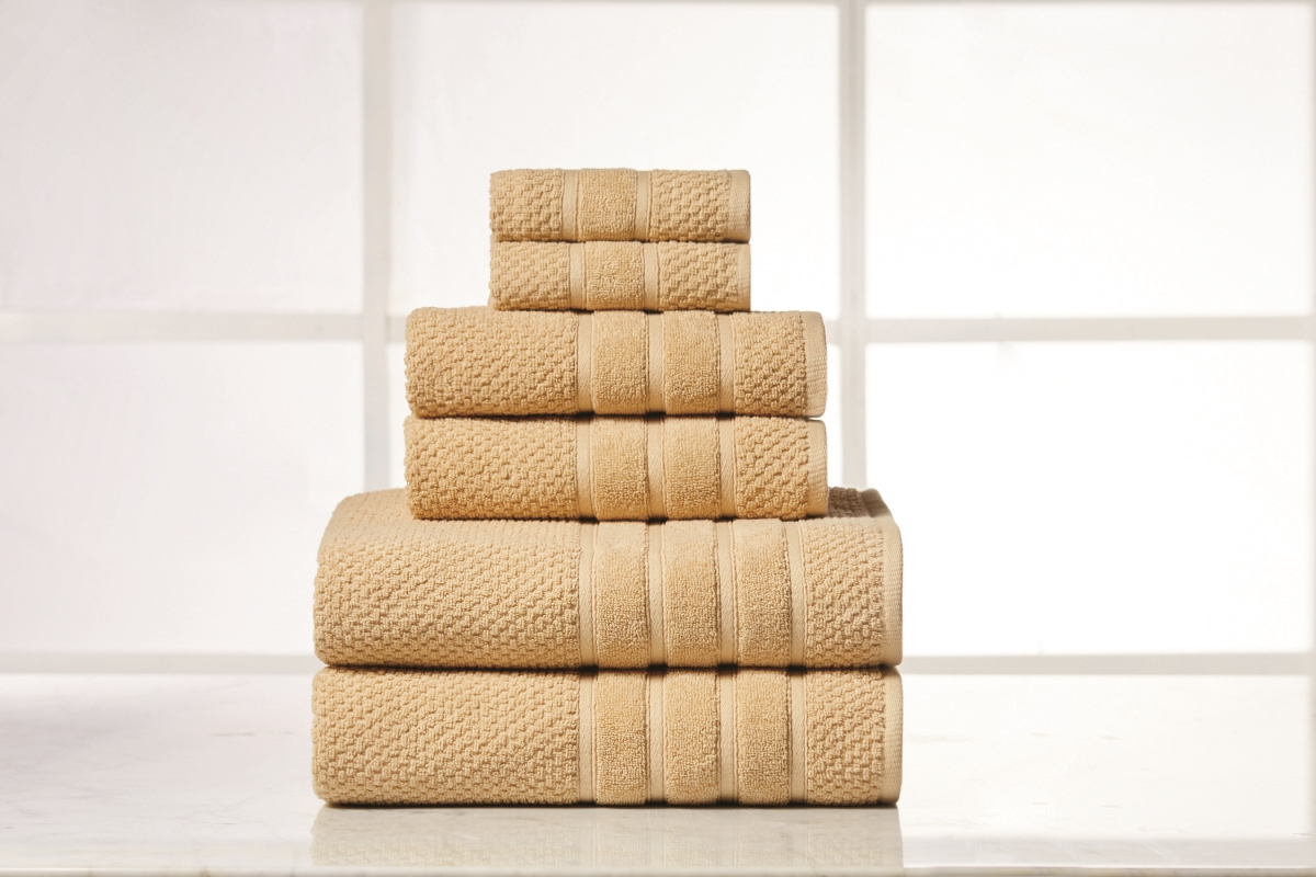 6 Piece Egyptian Cotton Bath Towel Set, Popcorn Linen - One Size