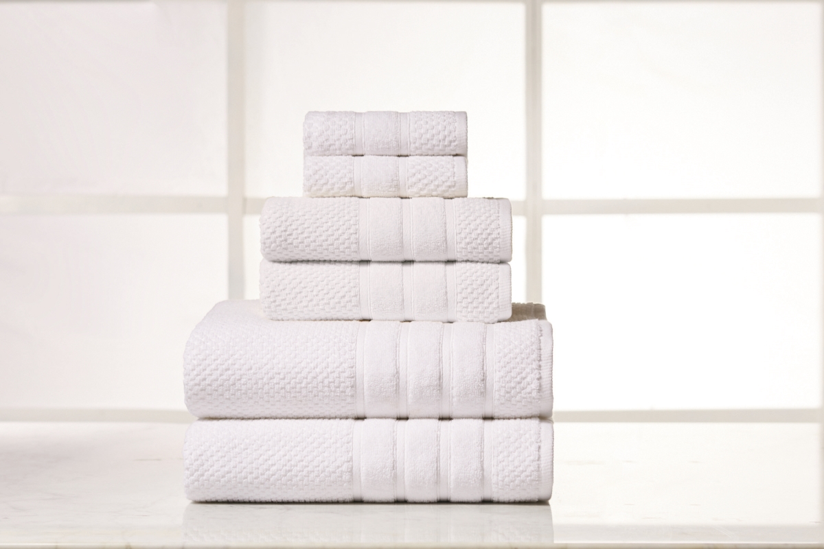 6PCTOWPOPWH 6 Piece Egyptian Cotton Bath Towel Set, Popcorn White - One Size