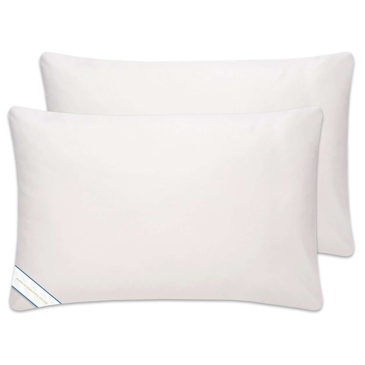 2021STD2PK Standard & Queen Size Down Alternative Pillow Set, White - Pack of 2