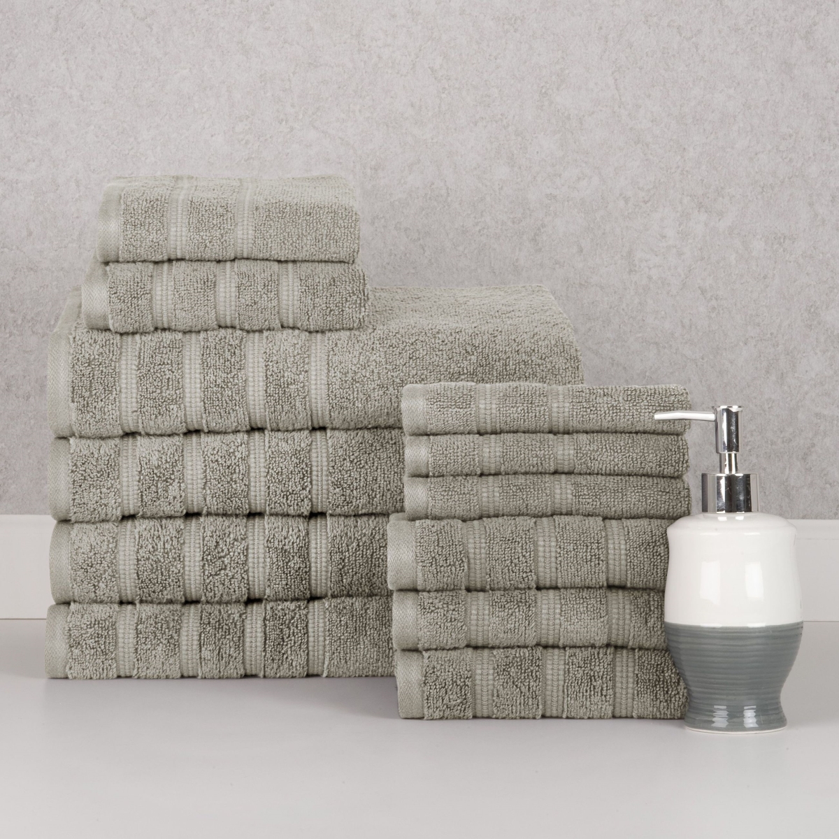 4241SIL2PK 12 Piece Zero Twist Egyptian Cotton Bath Towel Set, Silver - One Size