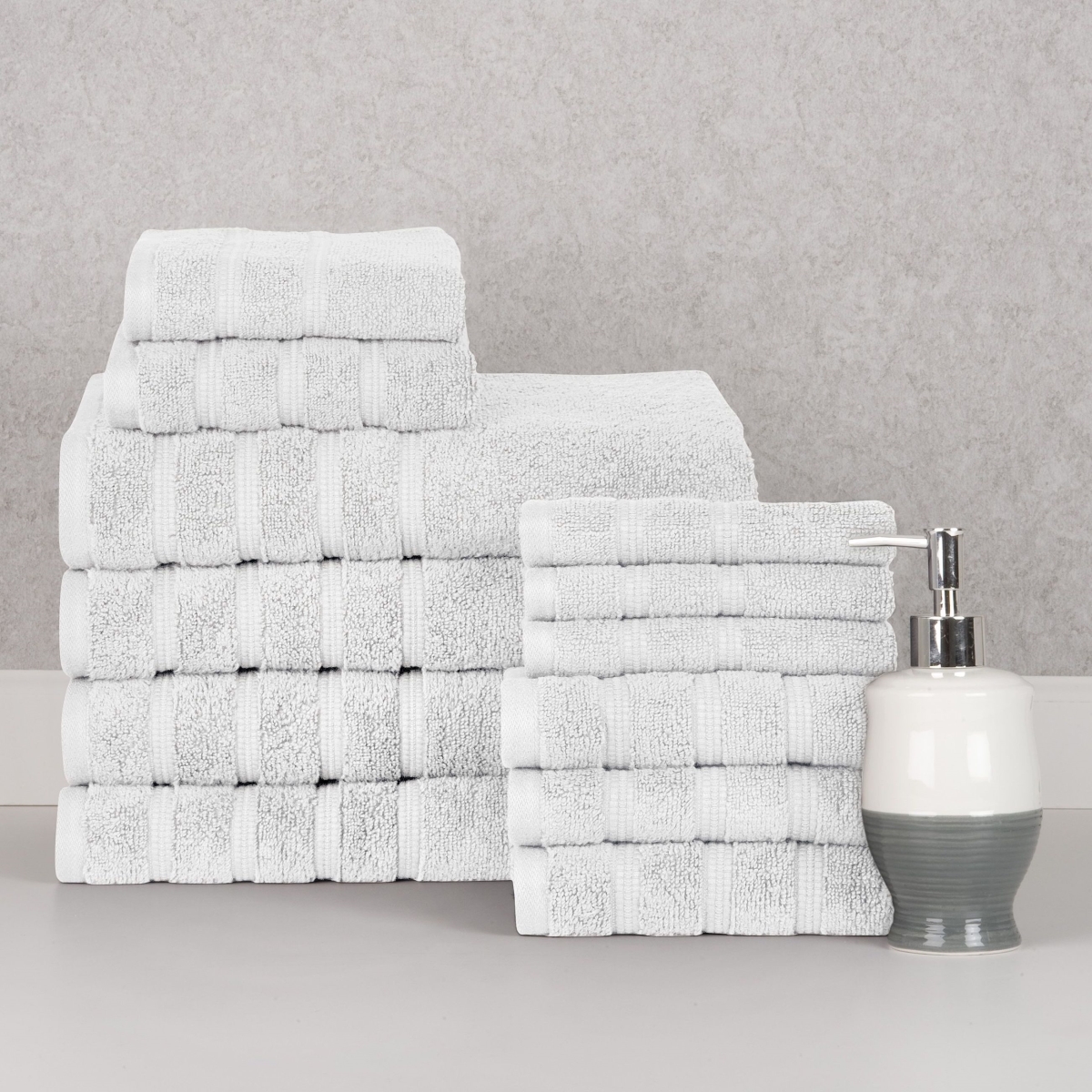 4241WH2PK 12 Piece Zero Twist Egyptian Cotton Bath Towel Set, White - One Size
