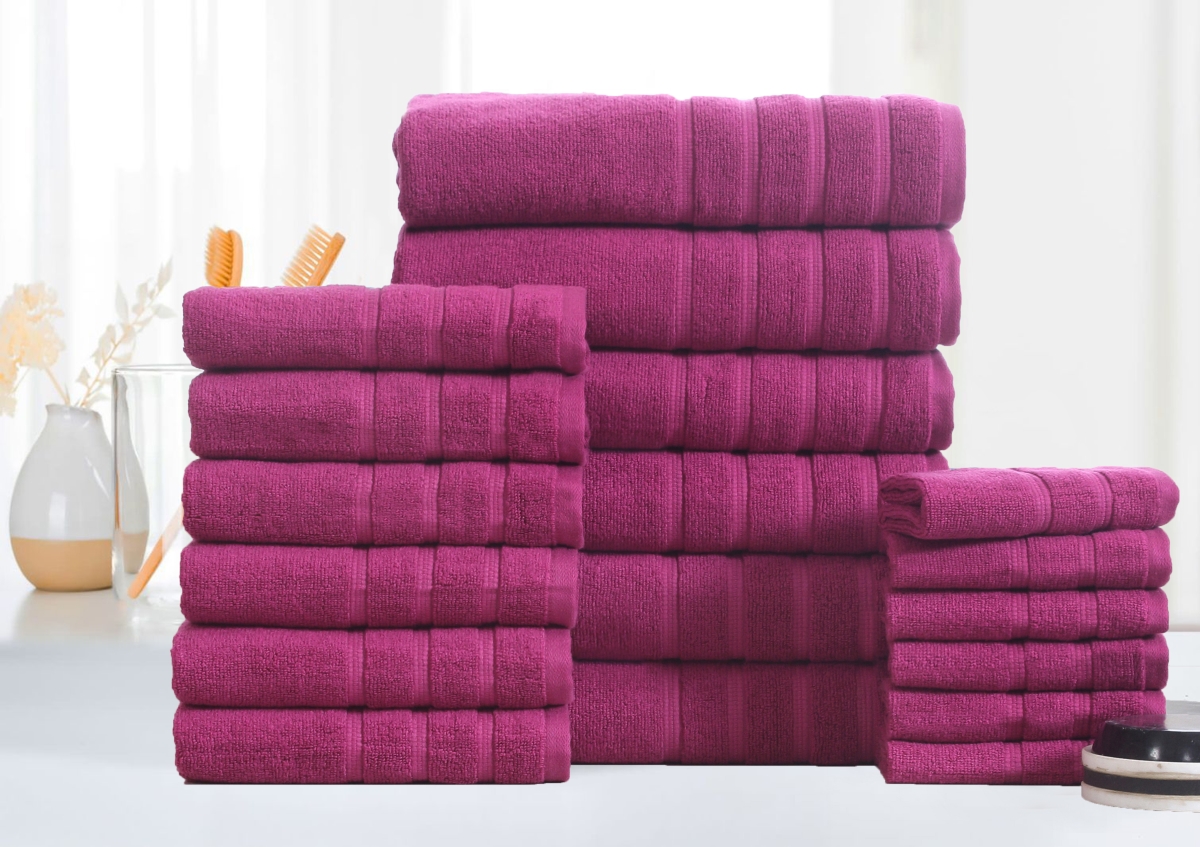 4241RAS3PK 18 Piece Zero Twist Egyptian Cotton Bath Towel Set, Raspberry - One Size