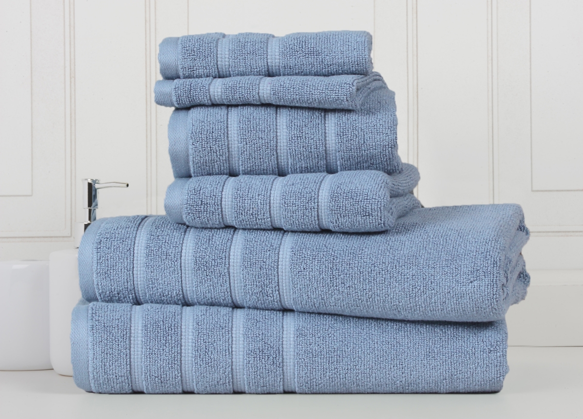 Luxurious 6-Piece Cotton Bath Towel Set - Dusty Blue - Includes 2 Bath Towels