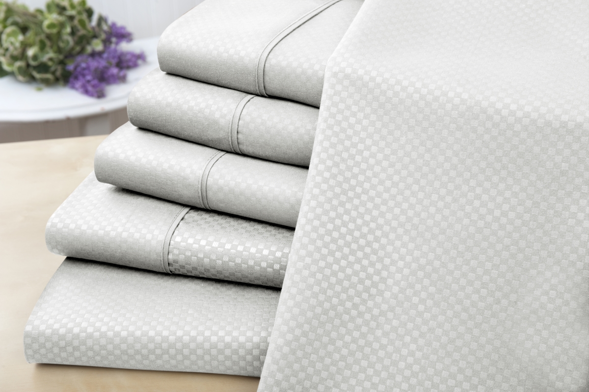 US Army  King Size Embossed Check Sheet Set, White - 6 Piece
