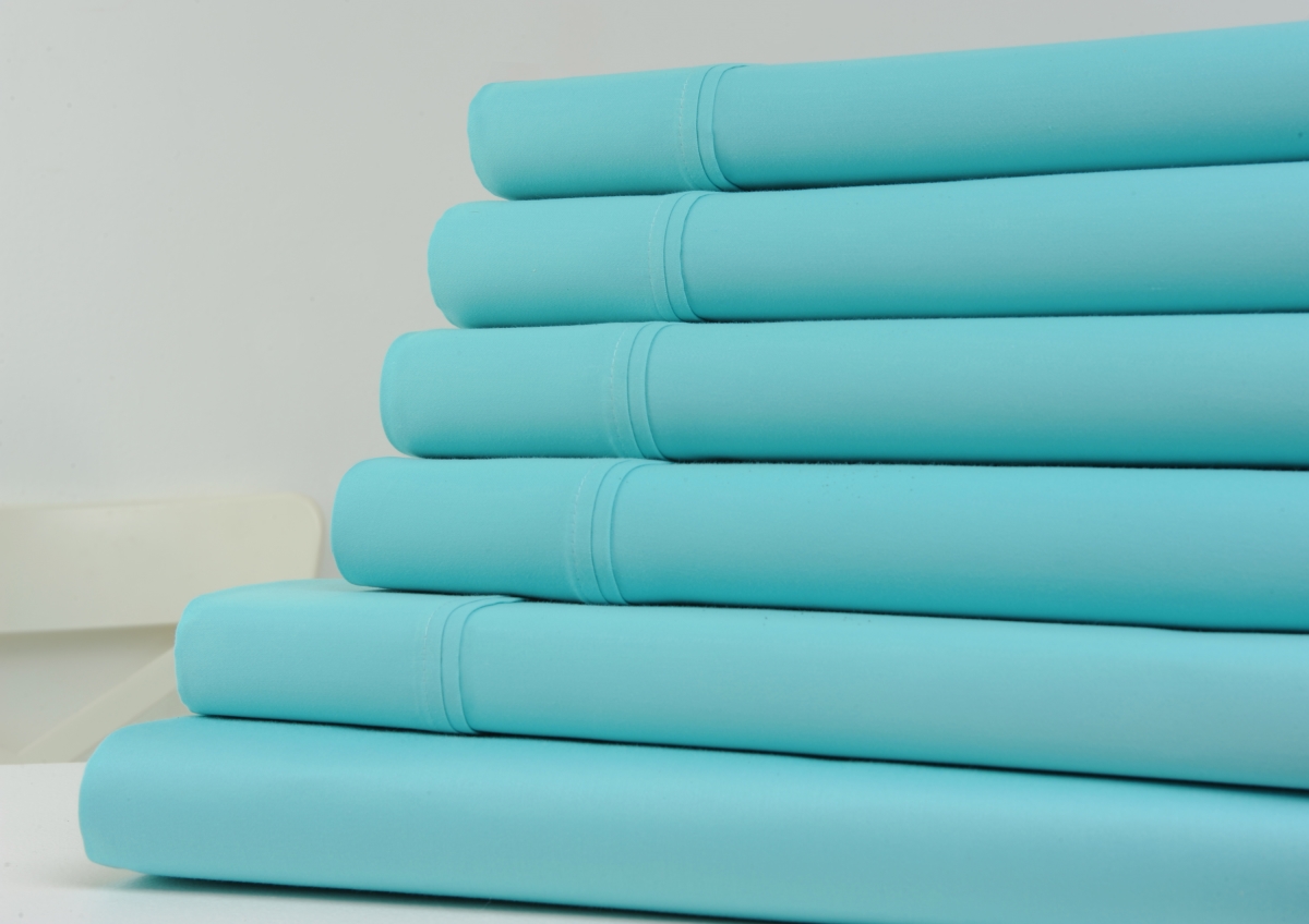 Queen 1200 Thread Count Cotton Blend Sheet Set - Aqua - 6 Pieces - Luxurious Comfort