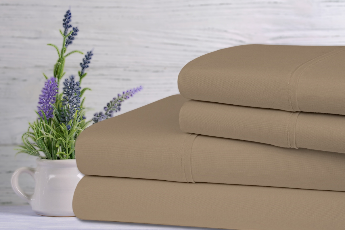 Picture of 1800 Series 1410QNTP Queen Size Bamboo Lavender Infused Scented Sheet Set&#44; Taupe - 4 Piece
