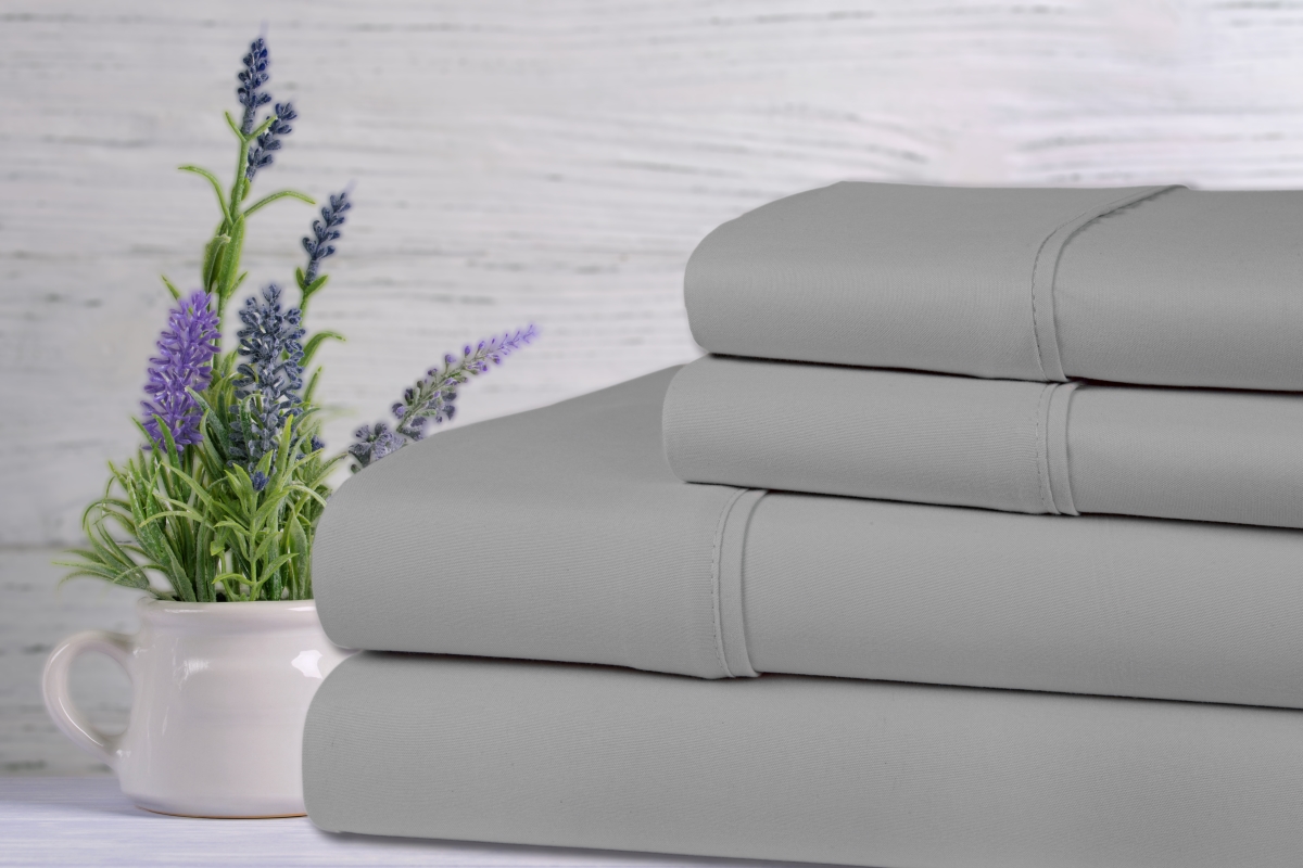 Picture of 1800 Series 1410QNSIL Queen Size Bamboo Lavender Infused Scented Sheet Set&#44; Silver - 4 Piece