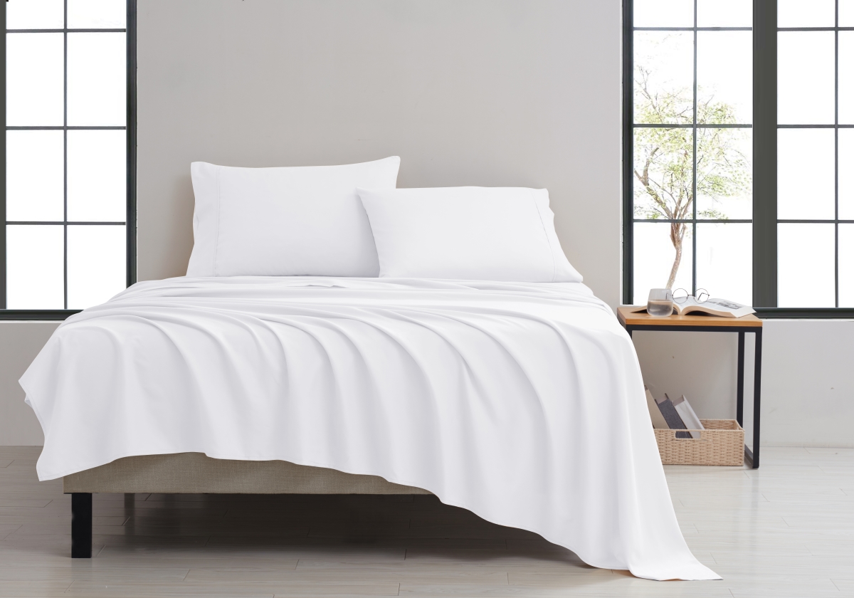 Kathy Ireland 1375FLWH Full Size Twill Weave Luxury Sheet Set, White - 4 Piece