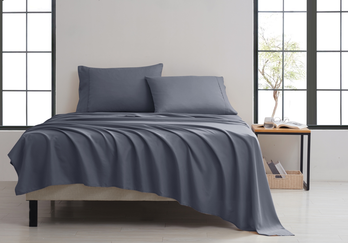 Kathy Ireland 1375FLGR Full Size Twill Weave Luxury Sheet Set, Gray - 4 Piece