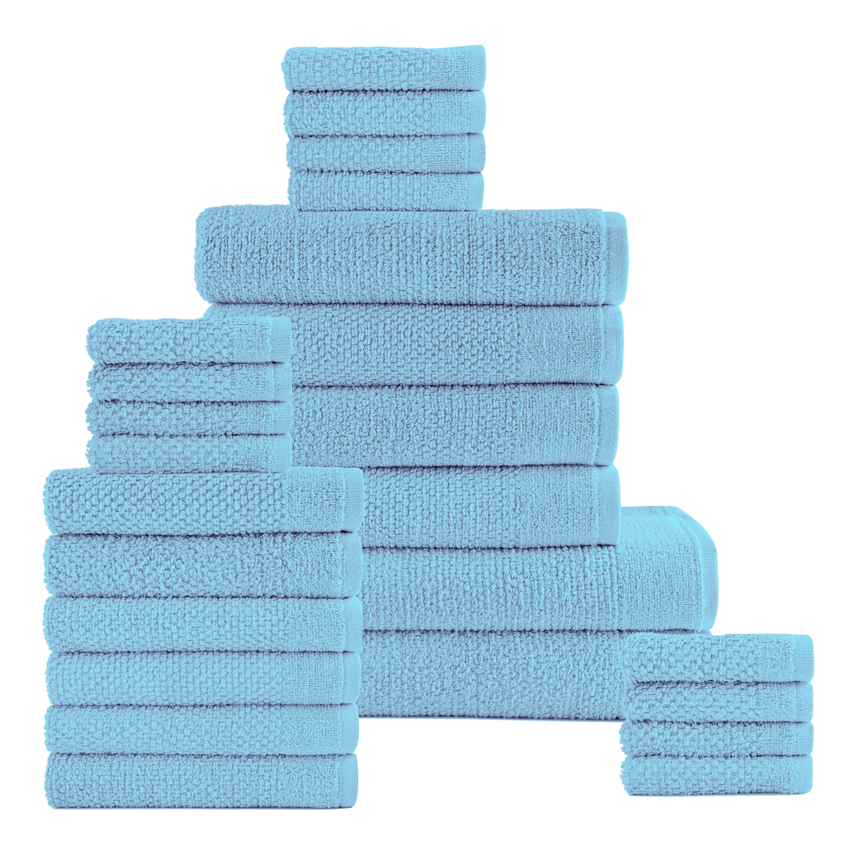 4925AQ24PC 24 Piece Popcorn Cotton Bath Towel Set, Aqua - One Size