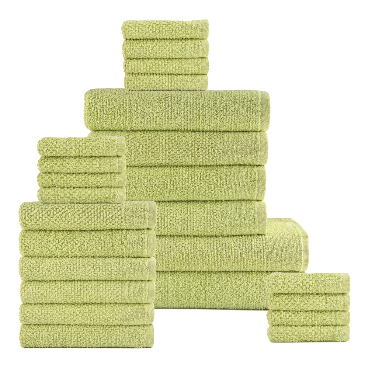 4925SPMT24PC 24 Piece Popcorn Cotton Bath Towel Set, Spearmint - One Size