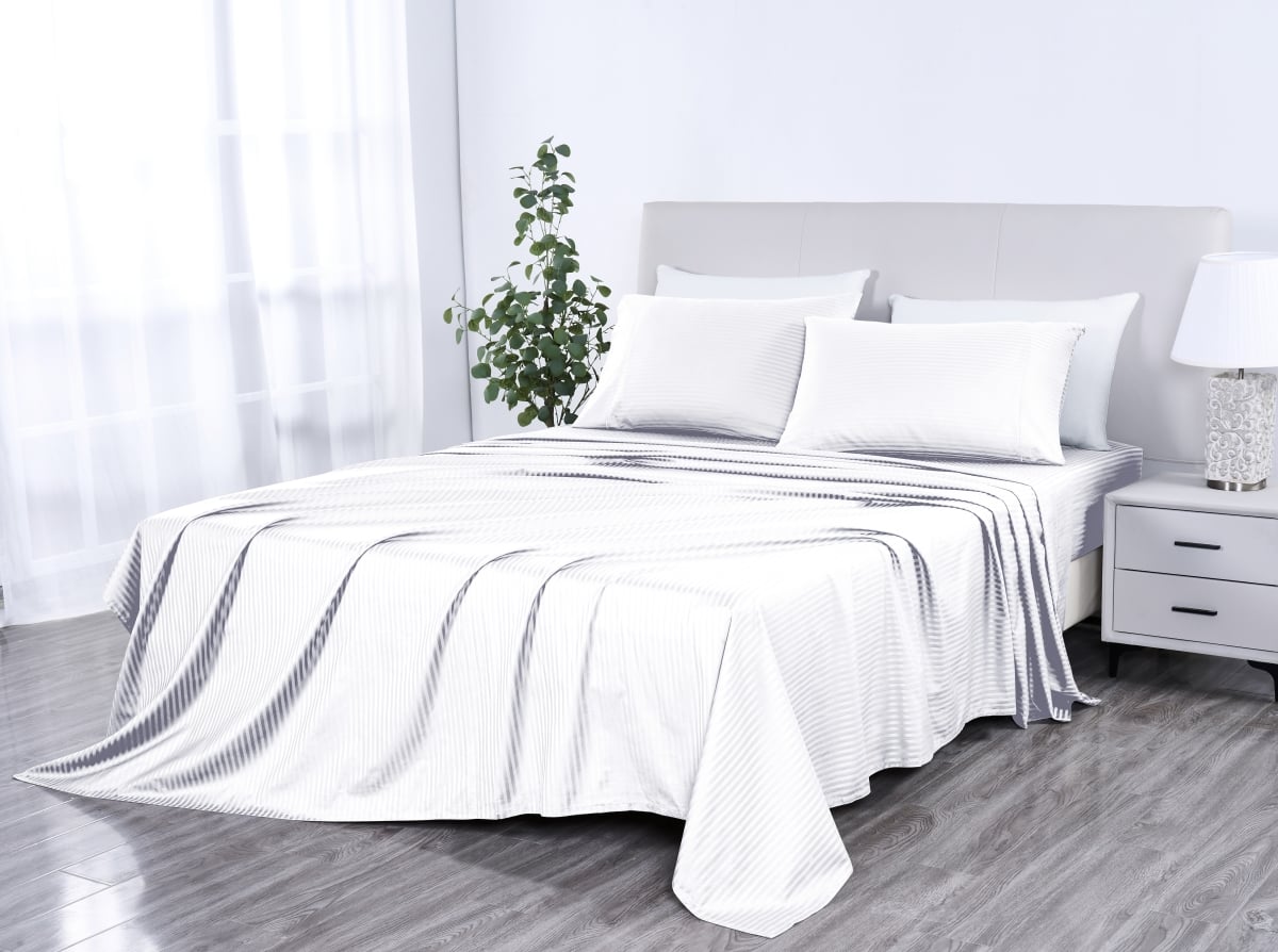 1206FLWH Full Size 1000 Thread Count Egyptian Cotton Sheet Set, White