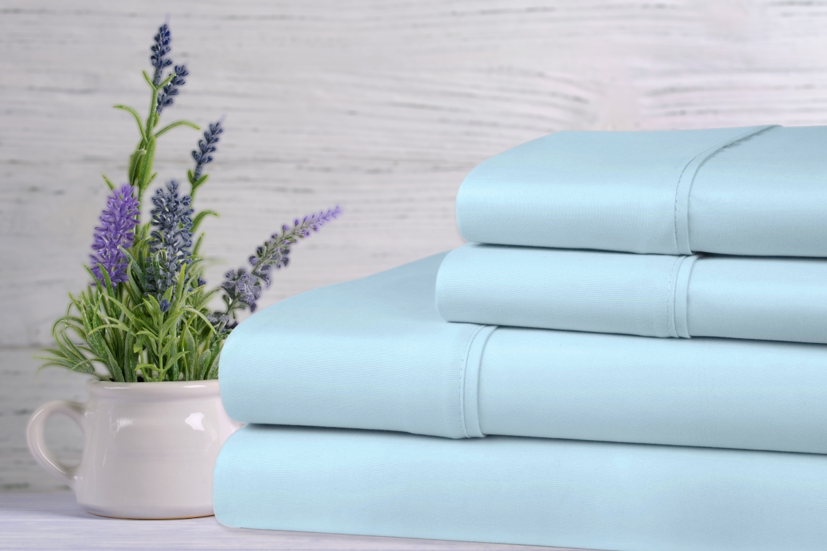 Picture of 1800 Series 1410QNAQ Queen Size Bamboo Lavender Infused Scented Sheet Set&#44; Aqua - 4 Piece
