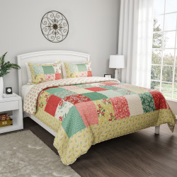 Picture of Trademark 66-Q005FQ Hypoallergenic & Soft Microfiber Sweet Dreams Patchwork Pastel Floral Print All-Season Bedding Quilt & Sham Set by LHC&#44; Multicolor - Full & Queen Size - 3 Piece