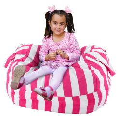 Picture of Trademark 80-BS-40291 Stuffed Animal Storage Chair&#44; Pink & White Stripes