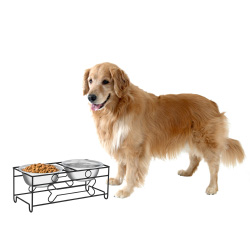 Picture of Trademark 80-PET6169 Stainless Steel Raised Food & Water Bowls with Decorative 6.5 in. Tall Stand