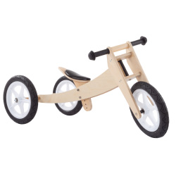 Picture of Trademark 80-YC60048A 3-in-1 Balance Bike Multistage Wooden Walking Beginner Tricycle Convertible Ride On Boys & Girls Toy&#44; Natural Wood
