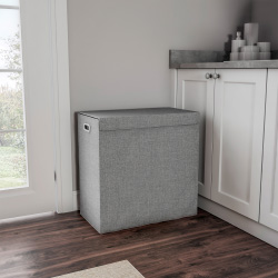 Picture of Trademark 83-146 Double Laundry Hamper with Lid-Two-Sided Sorter&#44; Gray