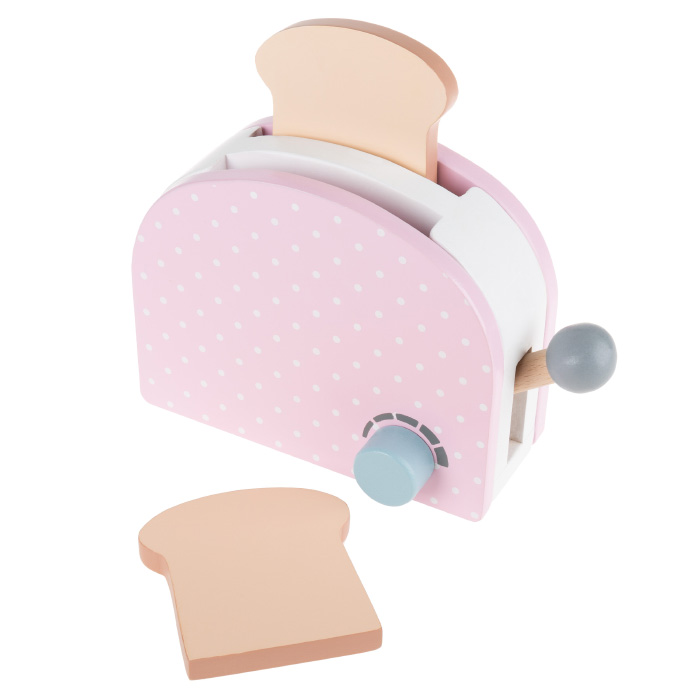 Picture of Hey Play 80-HJD931752AVB Pretend Play Toaster Pastel Wooden Appliance&#44; Pink & White - 2 Piece