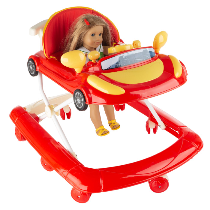 Picture of Hey Play 80-SCH818 Doll Walker - Baby Doll & Stuffed Animal Mobile Push Toy&#44; Red & Yellow