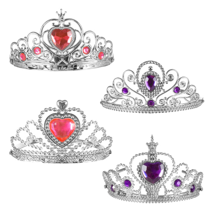 Picture of Hey Play 80-TK178810 Princess Crowns - Silver Tiaras with Gem Detail - Set of 4