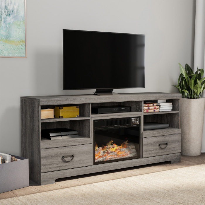 Picture of Lavish Home 80-FPWF-8 Heat Electric Fireplace TV Stand, Gray