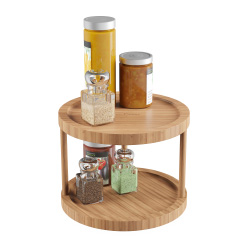 Picture of Classic Cuisine 83-98 10 in. dia. All-Natural Bamboo Round Two Tier Turntable Kitchen&#44; Pantry Vanity Organizer & Display