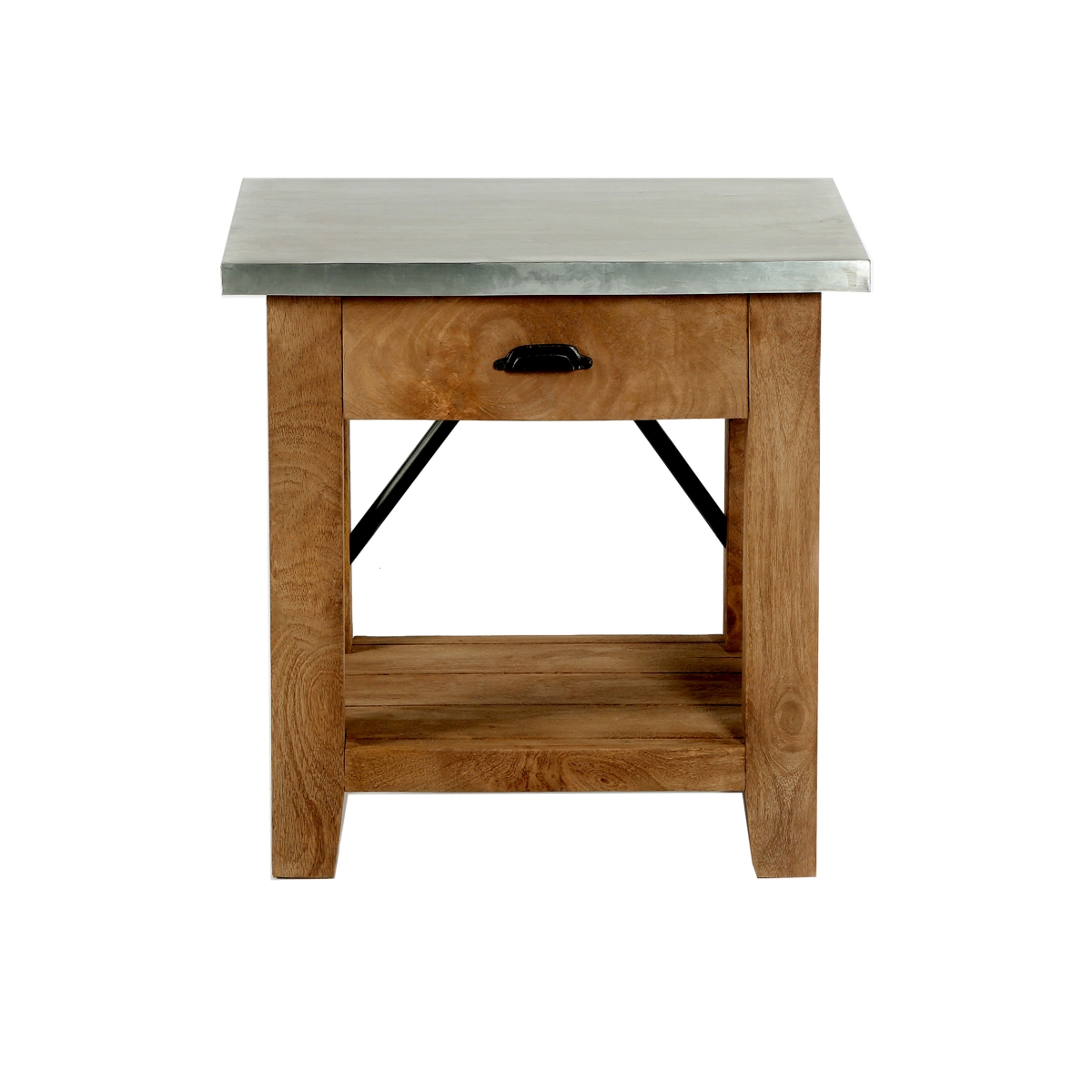 Picture of Alaterre AWMW0171Z 22 in. Millwork Wood & Zinc Metal End Table with Drawer