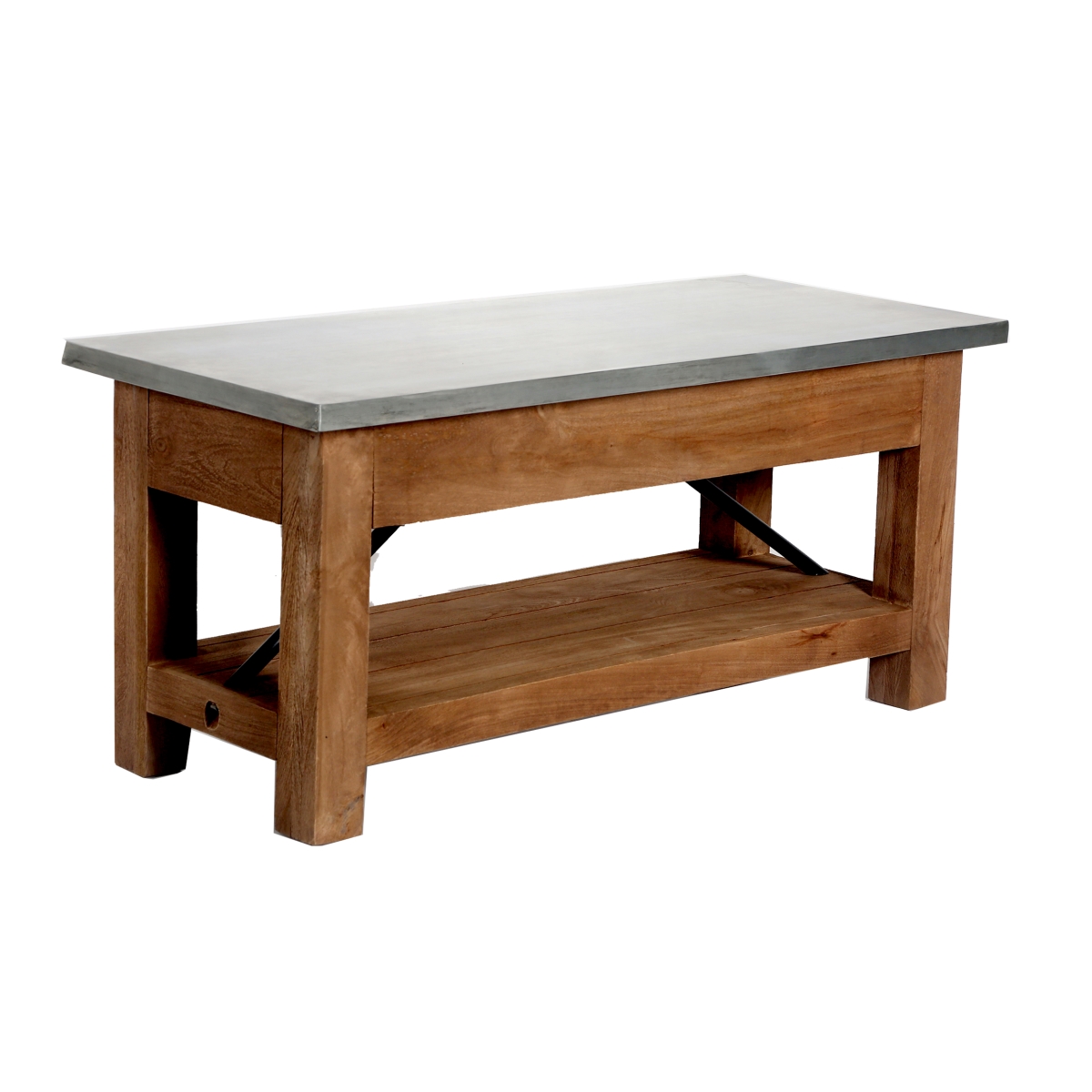 Picture of Alaterre AWMW0471Z 40 in. Millwork Wood & Zinc Metal Bench with Shelf