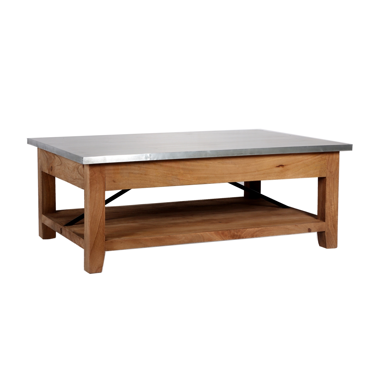 Picture of Alaterre AWMW1271Z 48 in. Millwork Wood & Zinc Metal Coffee Table with Shelf