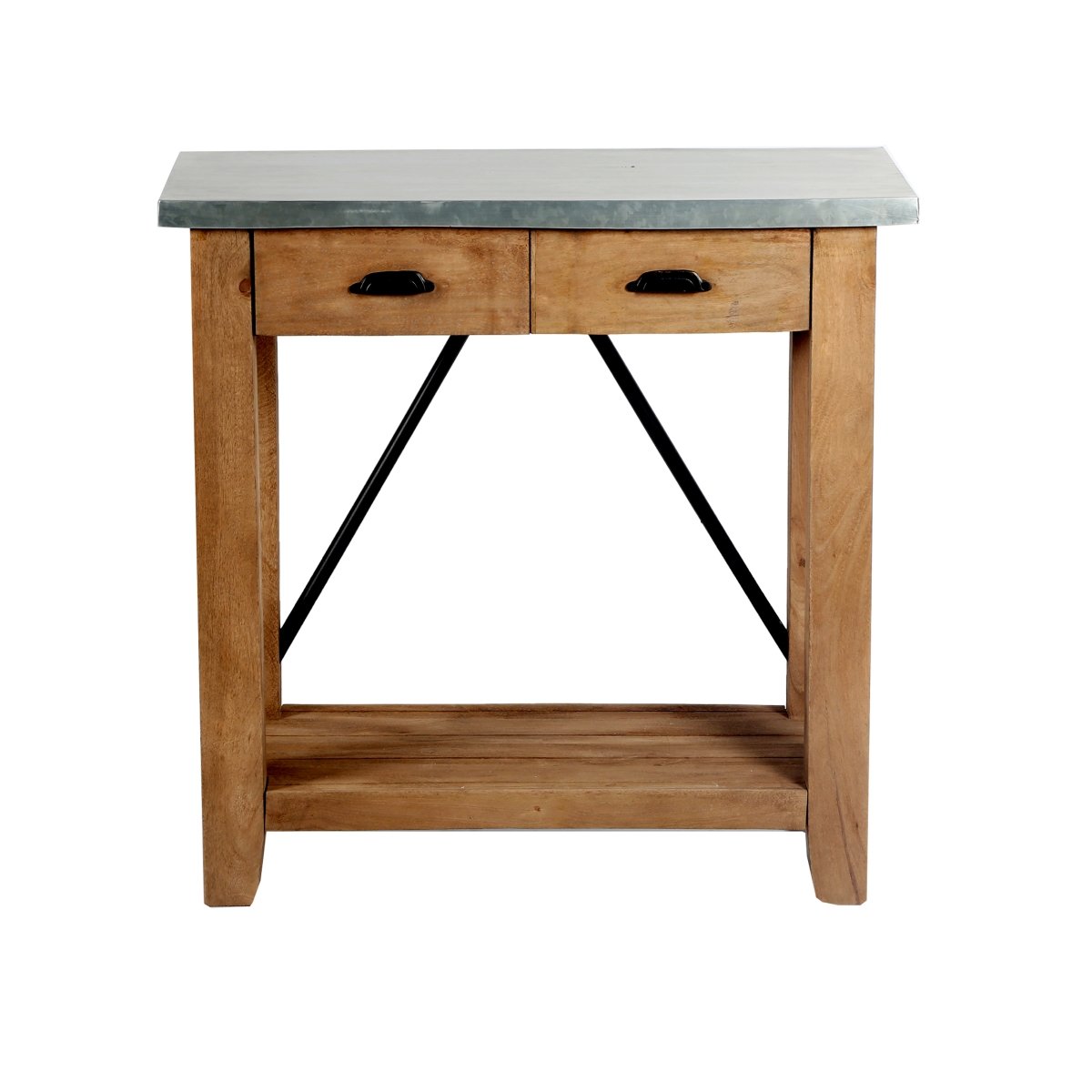 Picture of Alaterre AWMW1871Z 30 in. Millwork Wood&#44; Zinc Metal Console & Media Table with Two Drawers