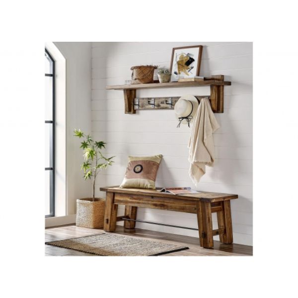 Picture of Alaterre ANDU042474 60 in. Durango Industrial Wood Coat Hook Shelf & Bench Set