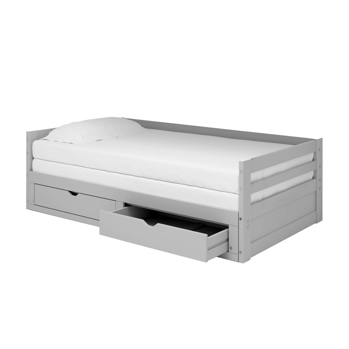 Picture of Alaterre AJJP1080 Jasper Twin to King Size Extending Day Bed with Storage Drawers, Dove Gray
