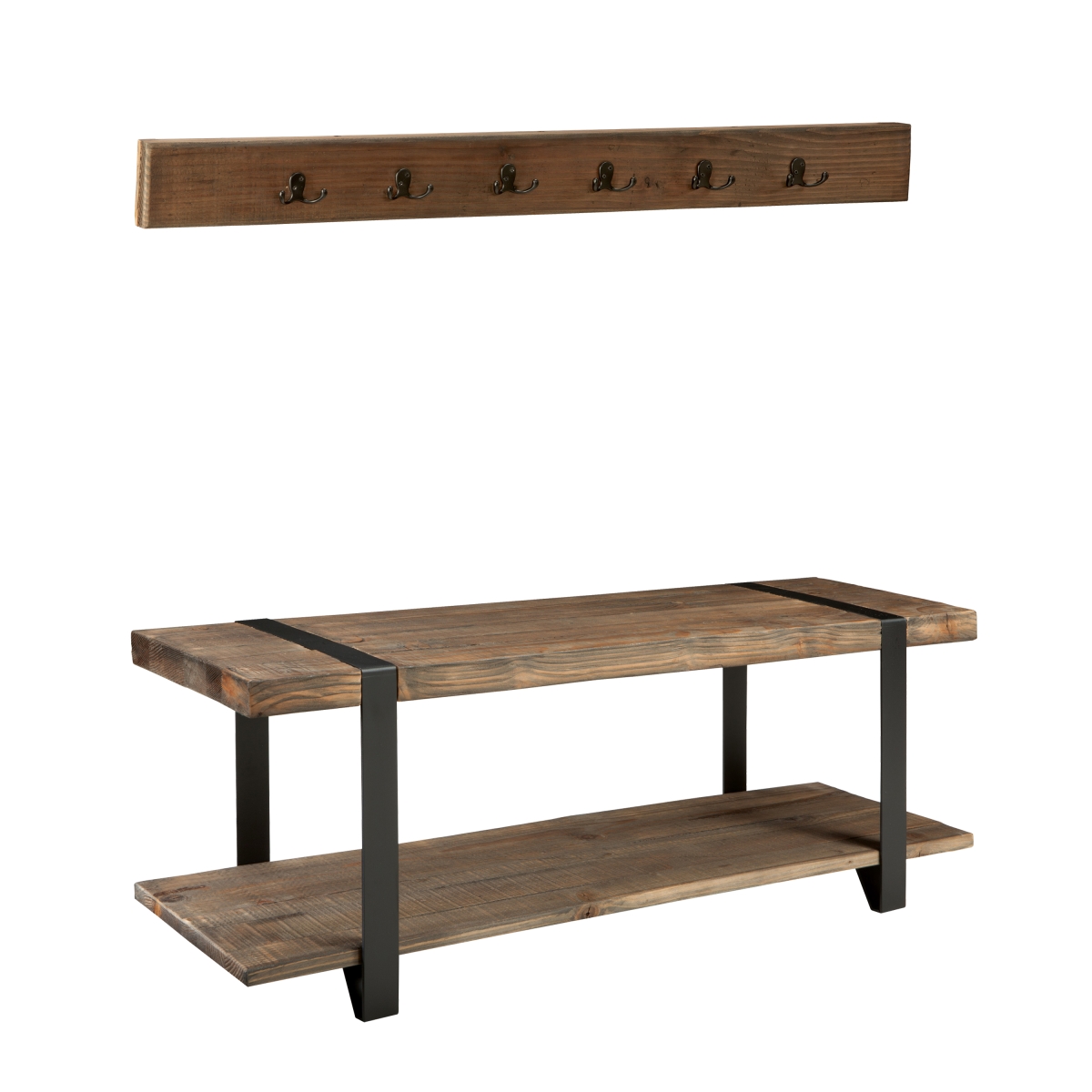 Picture of Alaterre AMSA032920 48 in. Modesto Metal & Reclaimed Wood Storage Coat Hook with Bench