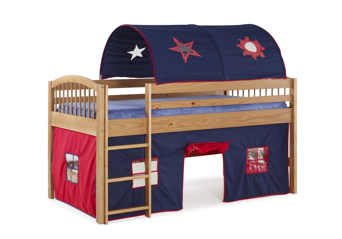 Picture of Alaterre AJLA10CI Addison Cinnamon Finish Wood Junior Loft Bed Blue Tent & Playhouse with Red Trim&#44; Cinnamon