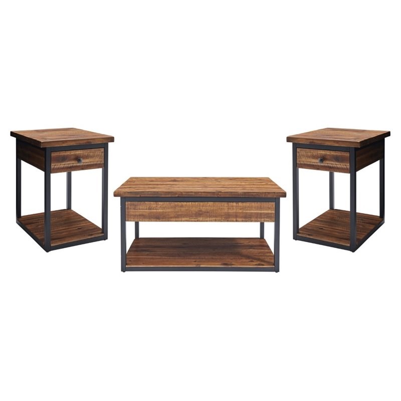 Picture of Alaterre ANCM0111174 Claremont Rustic Wood Set with Coffee & Two End Tables