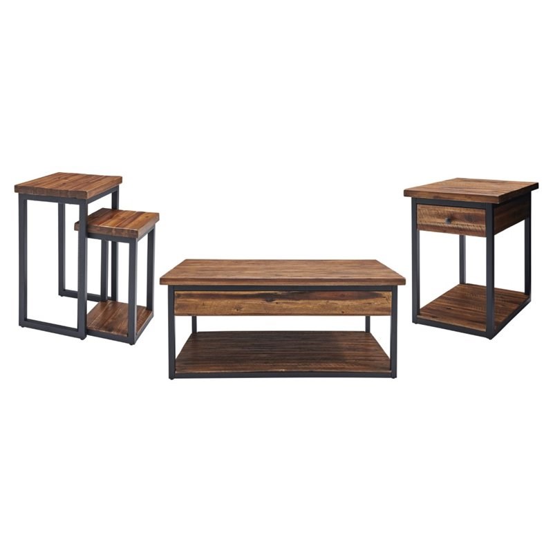 Picture of Alaterre ANCM011N1274 48 in. Claremont Rustic Wood Coffee&#44; End & Two Nesting Tables Set