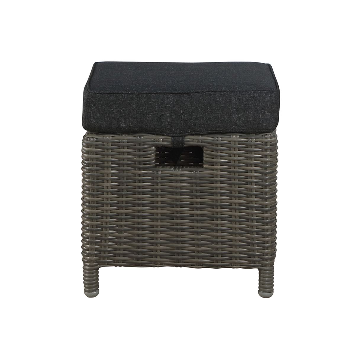 15 in. Asti All-Weather Wicker Outdoor Square Ottomans with Cushions, Gray - Set of 2 -  Guarderia, GU3238714