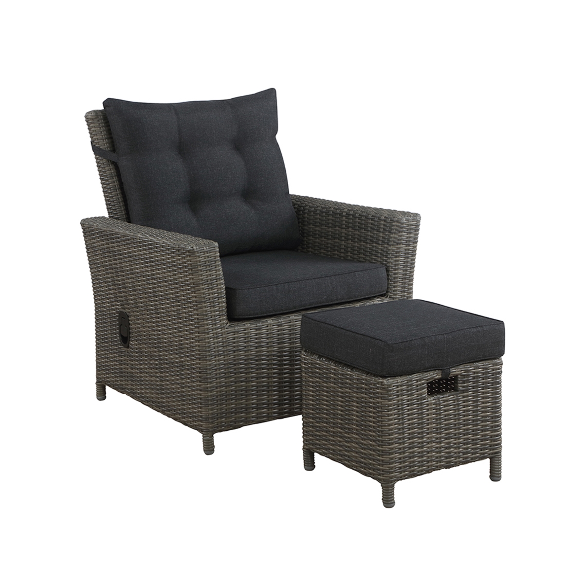 Picture of Alaterre AWWF03FF 15 in. Asti All-Weather Wicker Outdoor Recliner with Cushion & Ottoman with Cushion