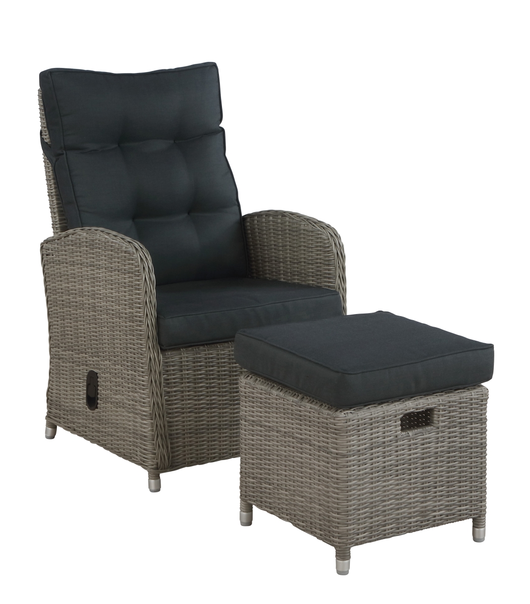 Picture of Alaterre AWWH01HH Monaco All-Weather Wicker Outdoor Recliner & Ottoman&#44; Gray