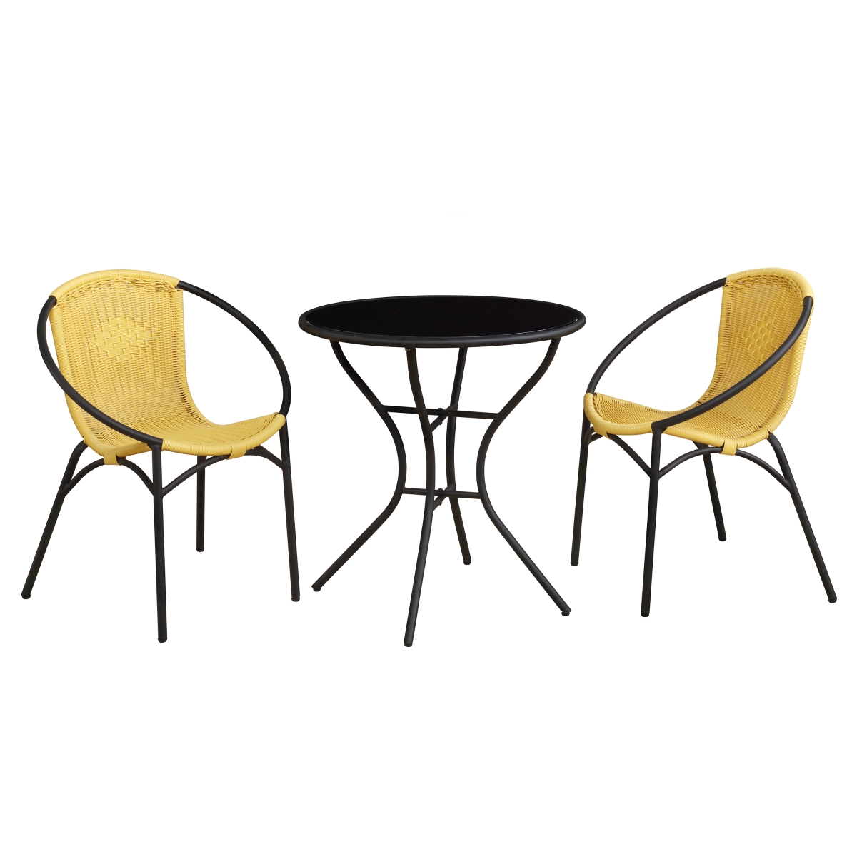 Picture of Alaterre AWWJ01JJ 29 in. Parven All-Weather Outdoor Bistro Set with 2 Papasan Chairs & Table&#44; Lemon & Black