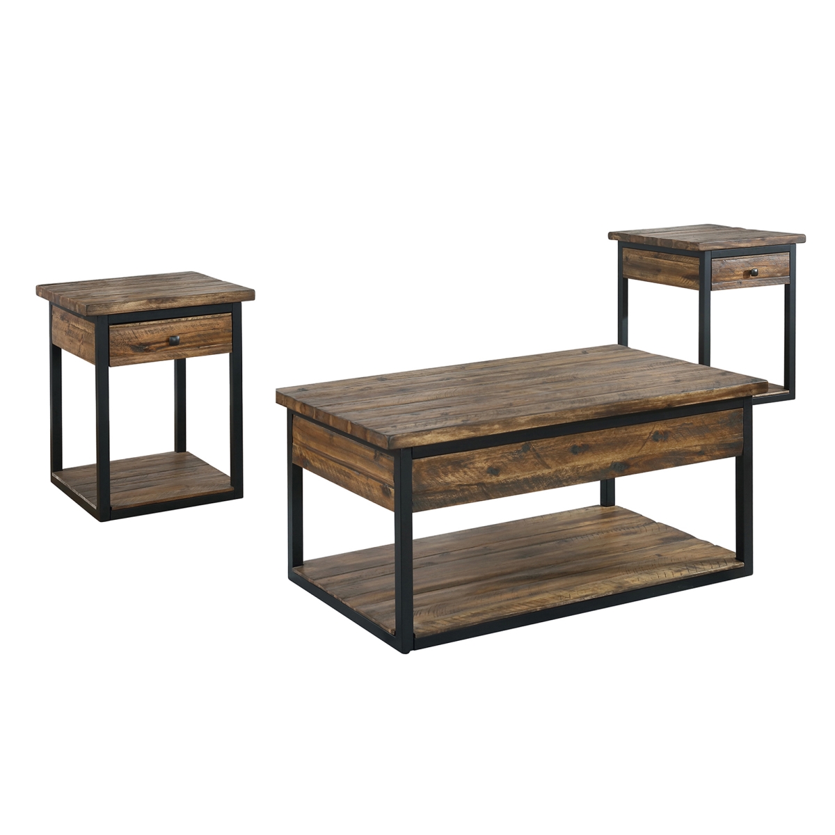 Picture of Alaterre ANCM011174 Claremont Rustic Wood Set with Coffee & End Table with Drawer