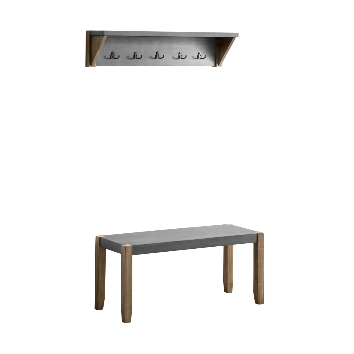 Picture of Alaterre ANNP032971 40 in. Newport Coat Hook with Shelf & Faux Concrete Bench Set