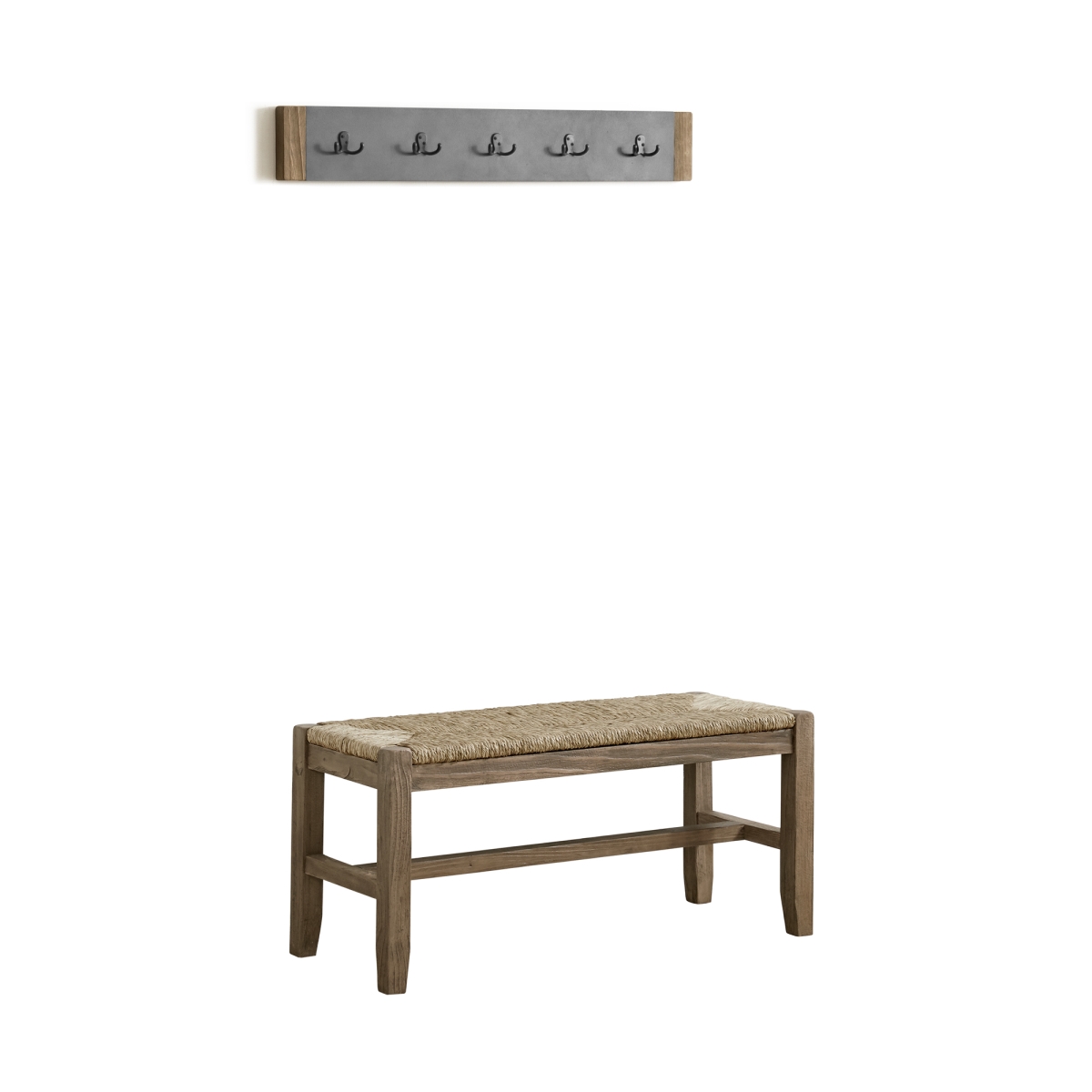 Picture of Alaterre ANNP042471 40 in. Newport Coat Hook & Rush Seat Bench Set