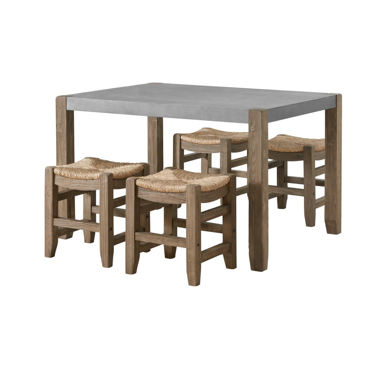 Picture of Alaterre ANNP172071 Newport Wood Dining Set with Table & Four Stools&#44; Gray - 5 Piece