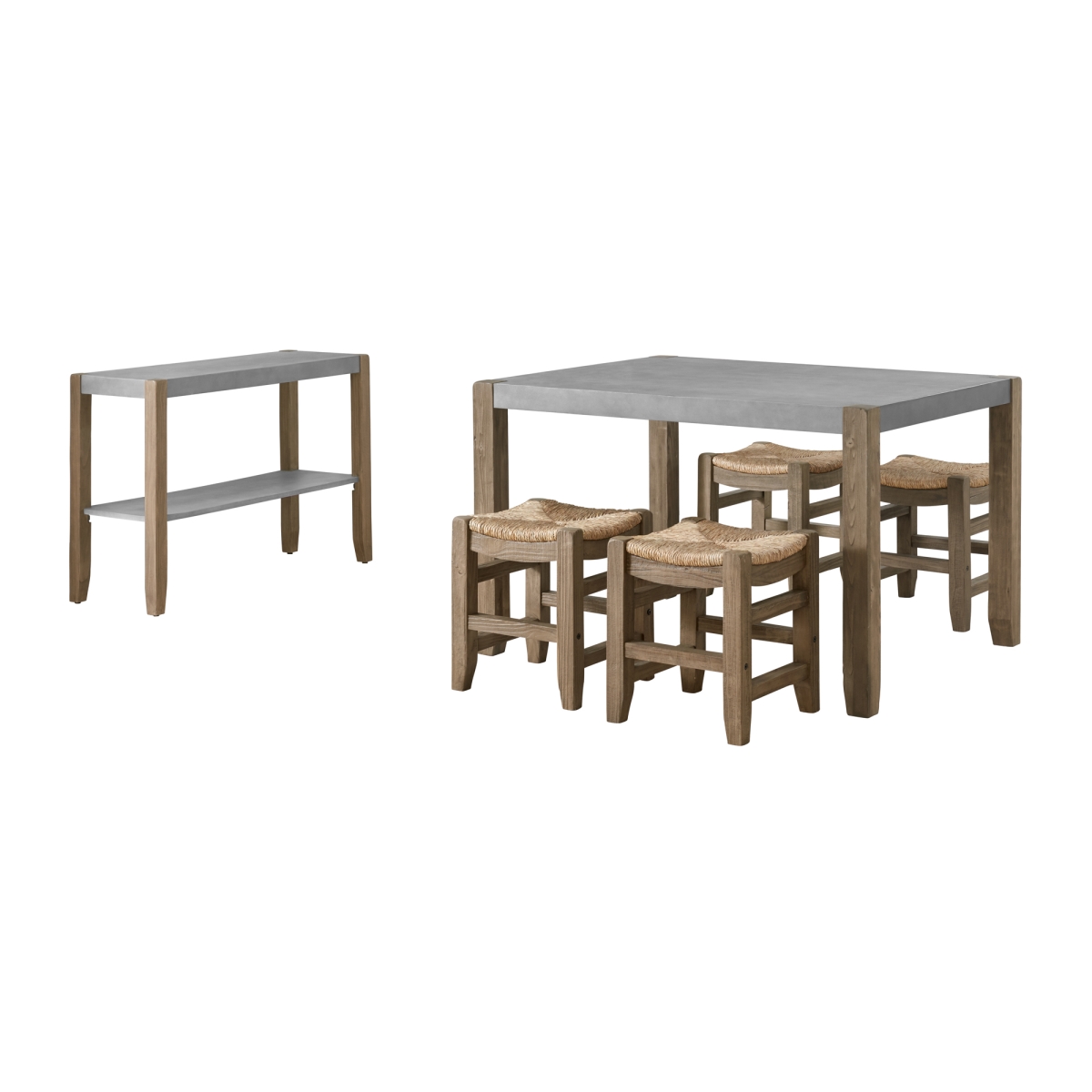 Picture of Alaterre ANNP14172071 Newport Wood Dining Set with Table&#44; Four Stools & Side Buffet Table - 6 Piece